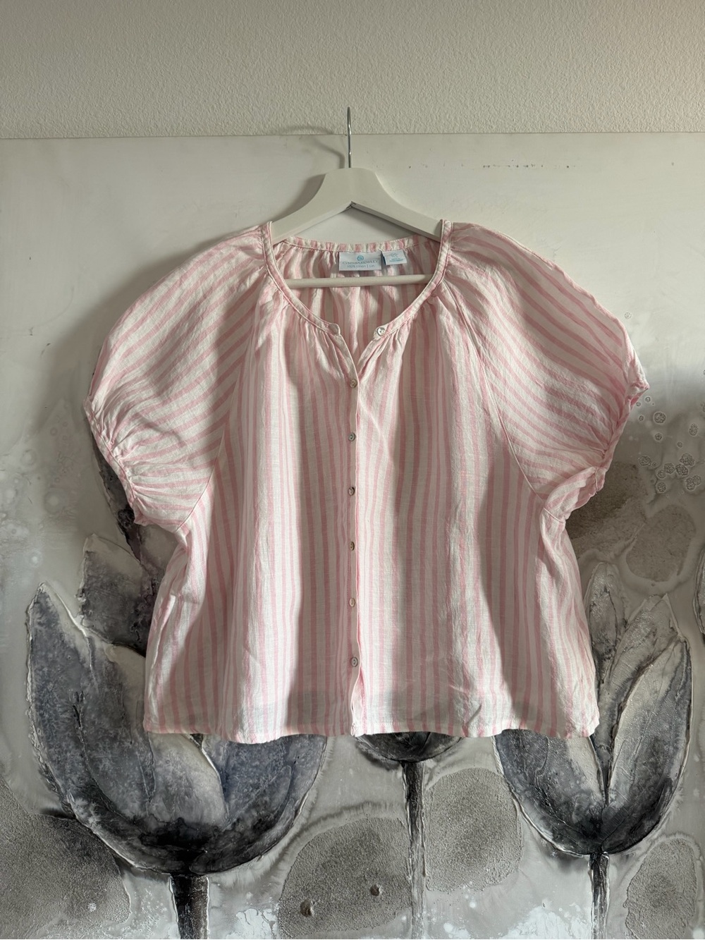 Cynthia Rowley Pink and White Striped Button-Front Blouse